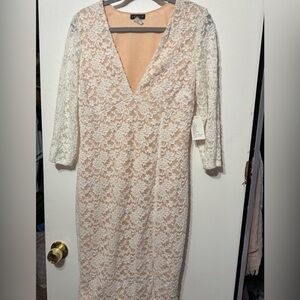 VENUS Cream Lace Long Sleeve Dress